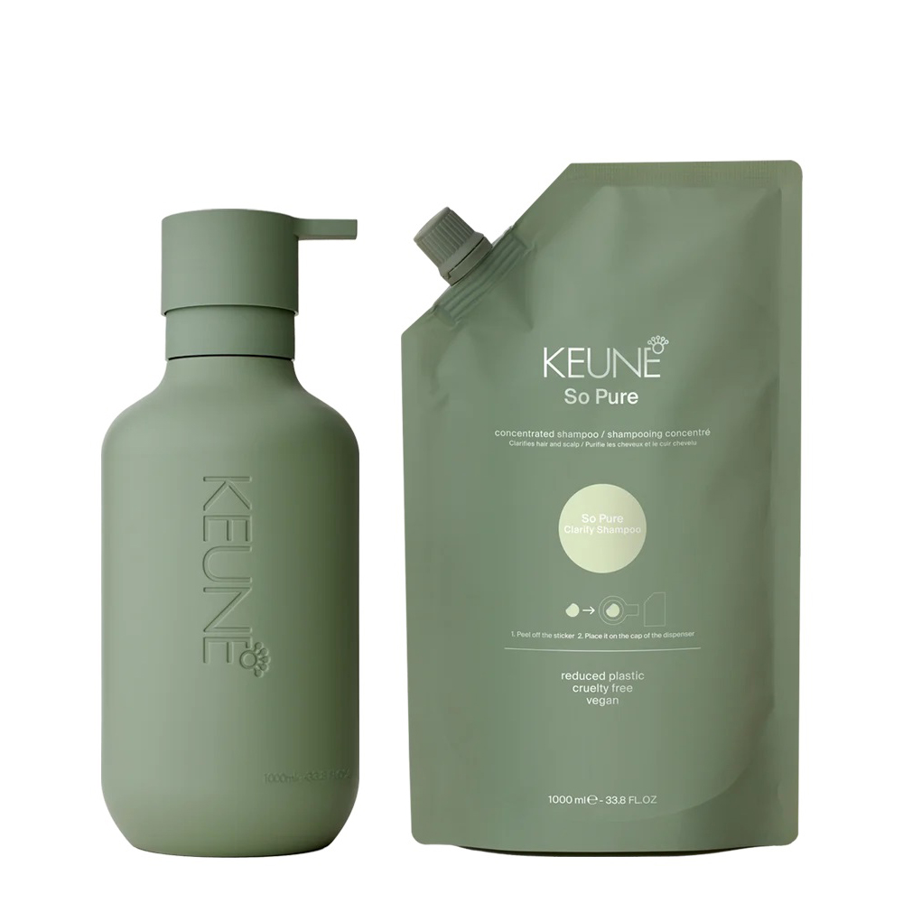 KEUNE SPA Набор Очищающий шампунь 1000 (шампунь +флакон+коробка+ шубер+ пакет)